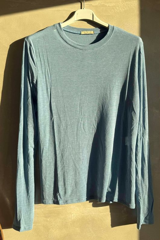 Essential Cashmere Blend Sheer Layering Top Denim 